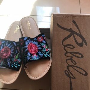 Muti color faux velvet slides